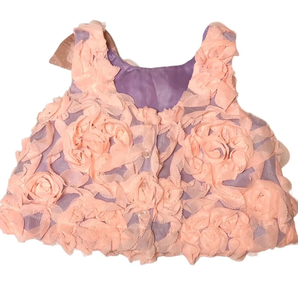 Gymboree Lavender and Peach Roses Baby Dress/Top Size 18 to 24 Months